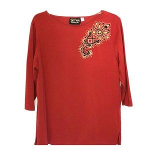Bob Mackie Rust Art To Wear Top Medium
